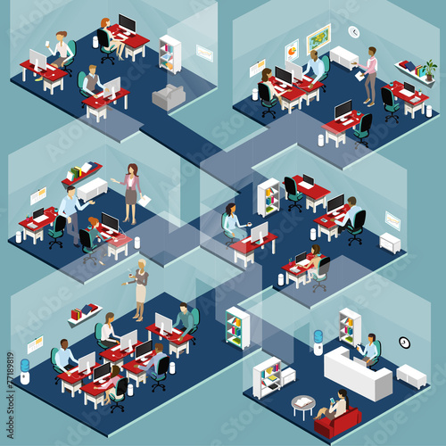 Isometric Office People vector detailed illustration photo