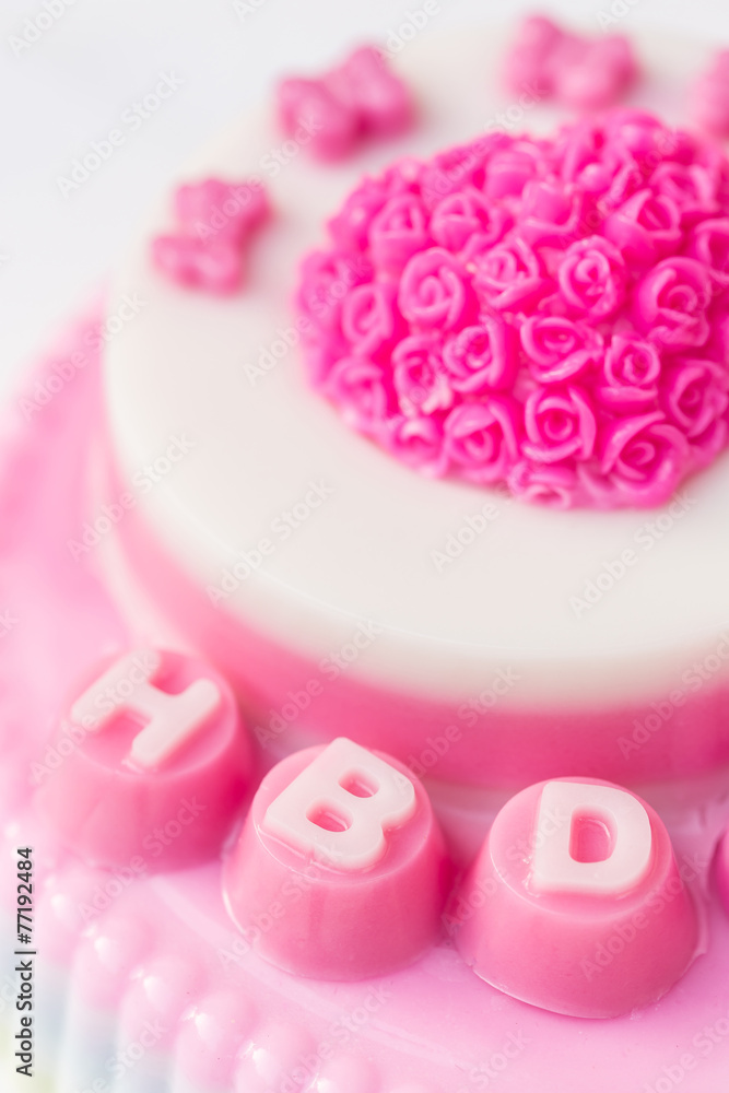 Close up pink jelly cake Close up pink jelly cake