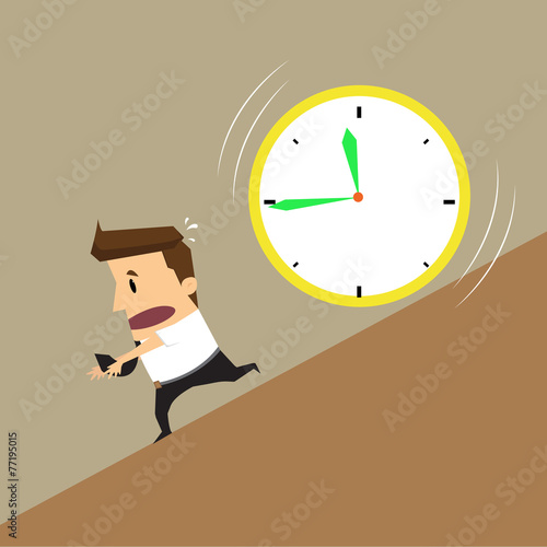 Businessman running clock attack
