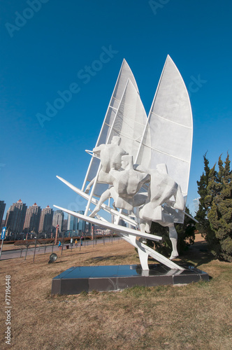 Windsurf sculpture at Xinghai square.
