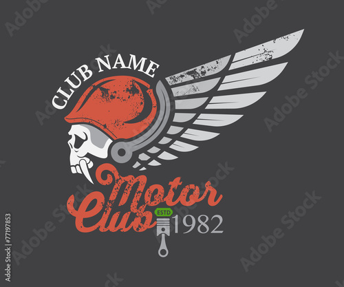 Motor skull sticker and club