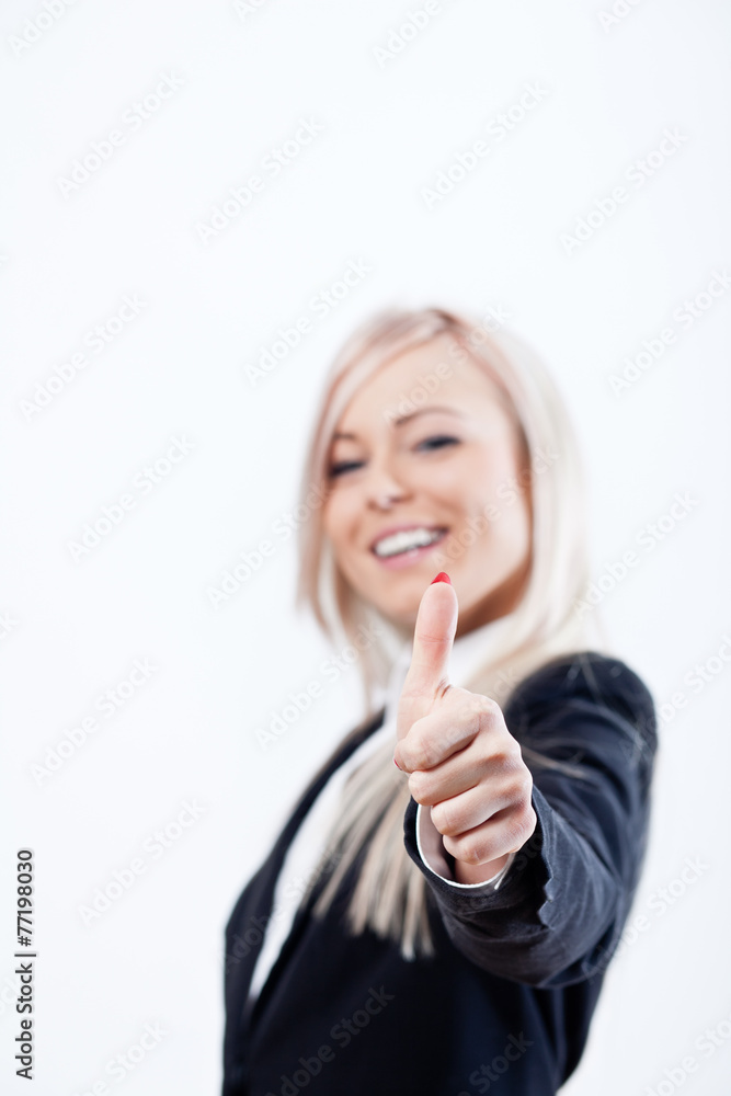 thumbs up succesful woman and smile