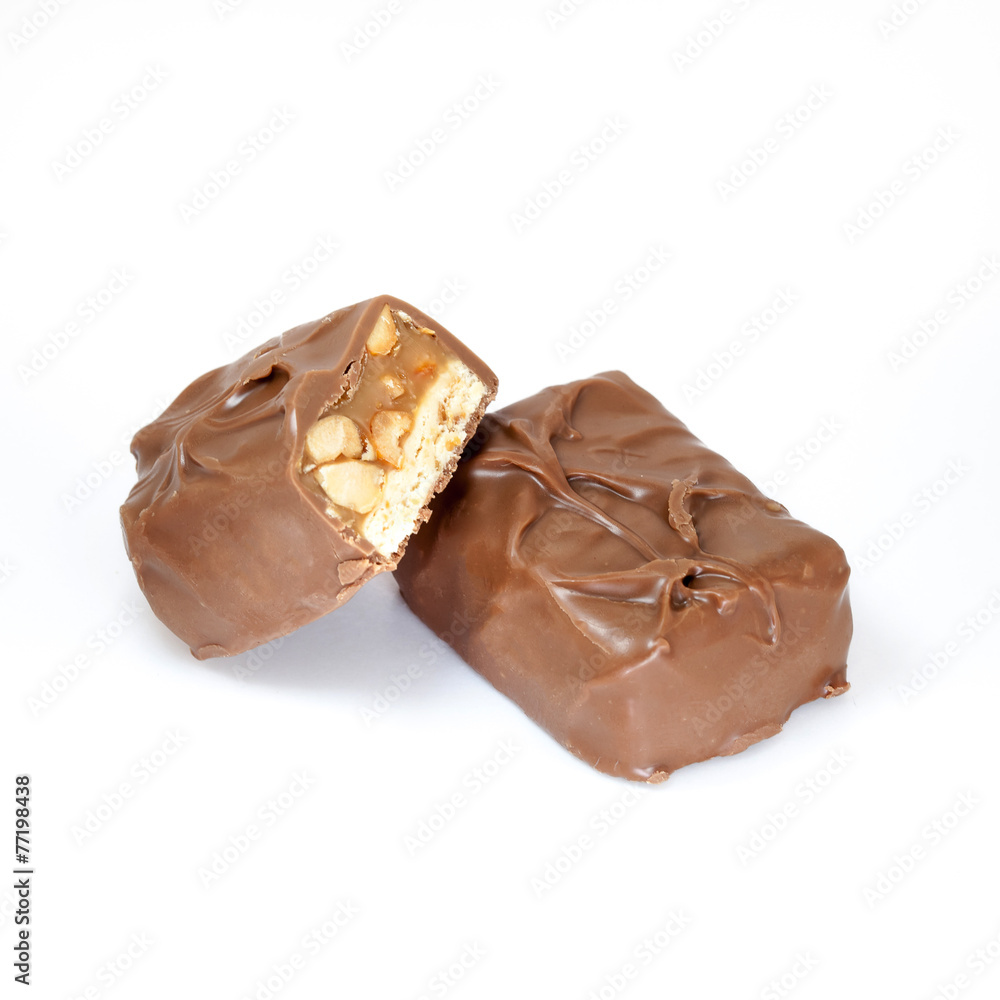 chocolate bar with caramel on white chocolate bar with caramel on white