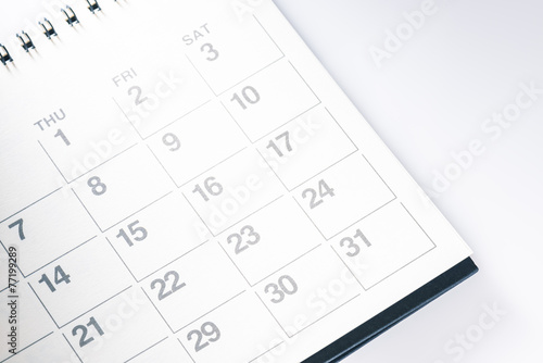 Calendar.On Blank desk.