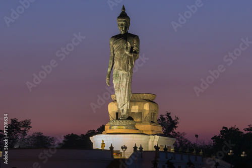 Asian standing Big Buddha after sunset