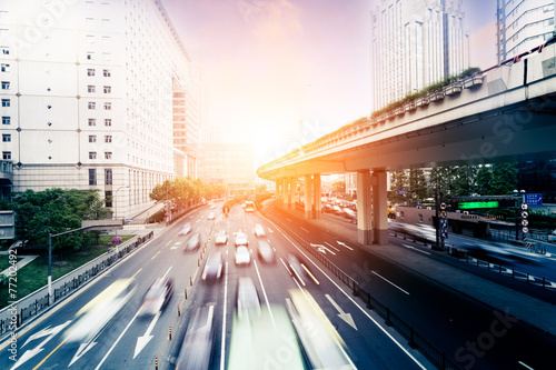Canvas Print cars in highway with blur motion