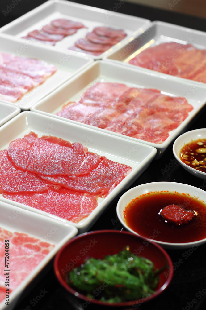 close up meat and vegetable in japanese food