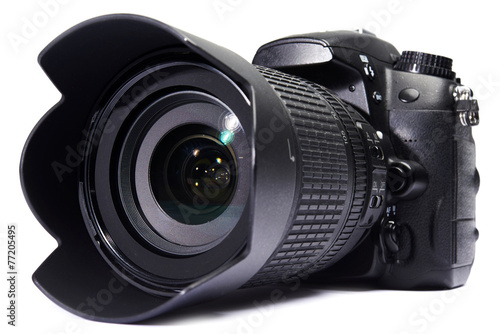 Tablou pe pânză DSLR camera white isolated