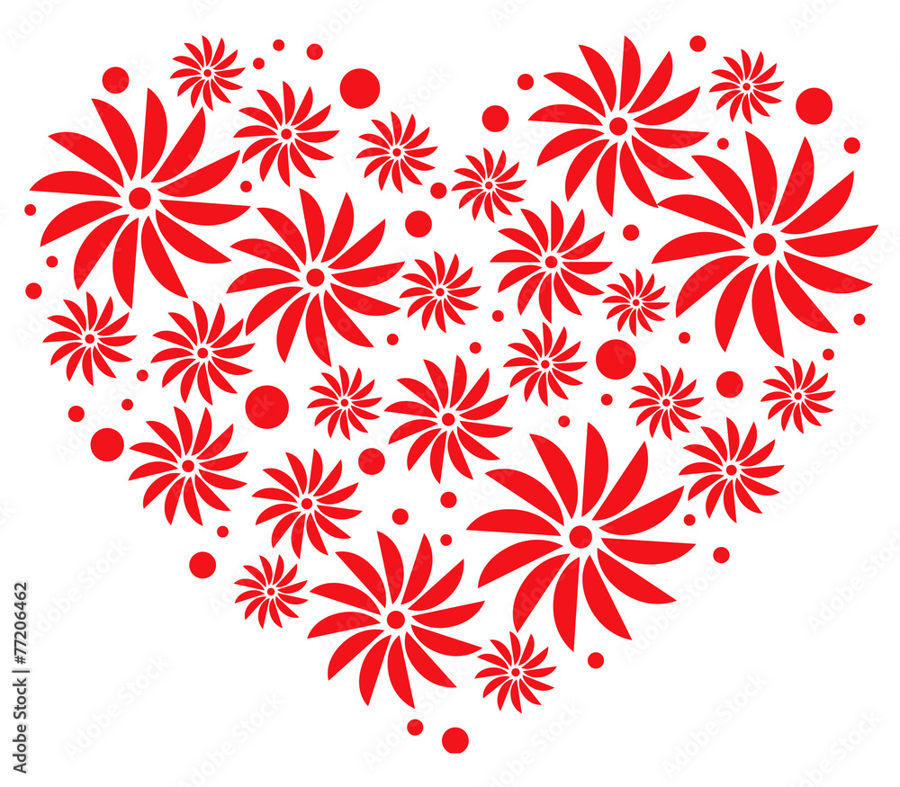 simple flowers in heart shape - vector illustration simple flowers in heart shape - vector illustration