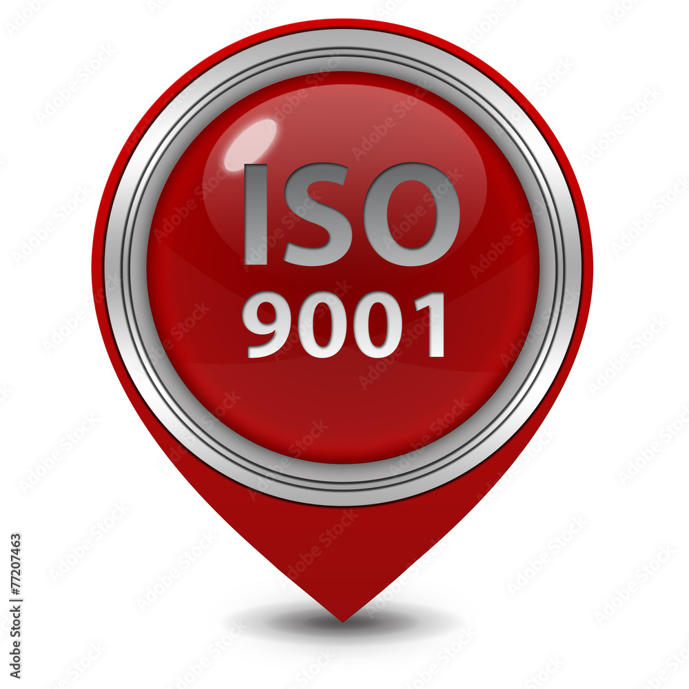 Iso 9001 pointer icon on white background Iso 9001 pointer icon on white background