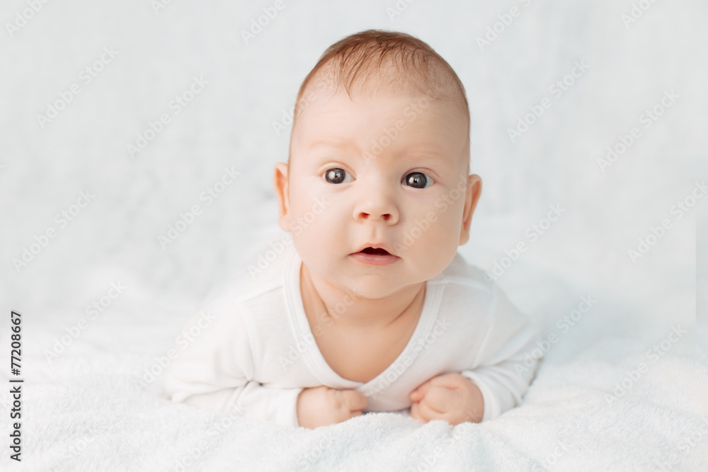 Beautiful cute laughing baby. Boy or girl on white. Little child Beautiful cute laughing baby. Boy or girl on white. Little child