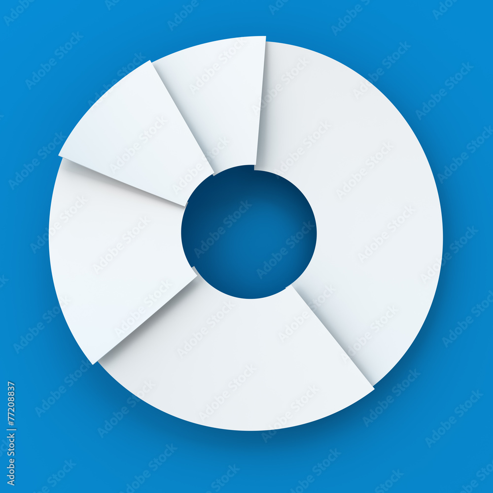 White paper pie chart, 3d render White paper pie chart, 3d render