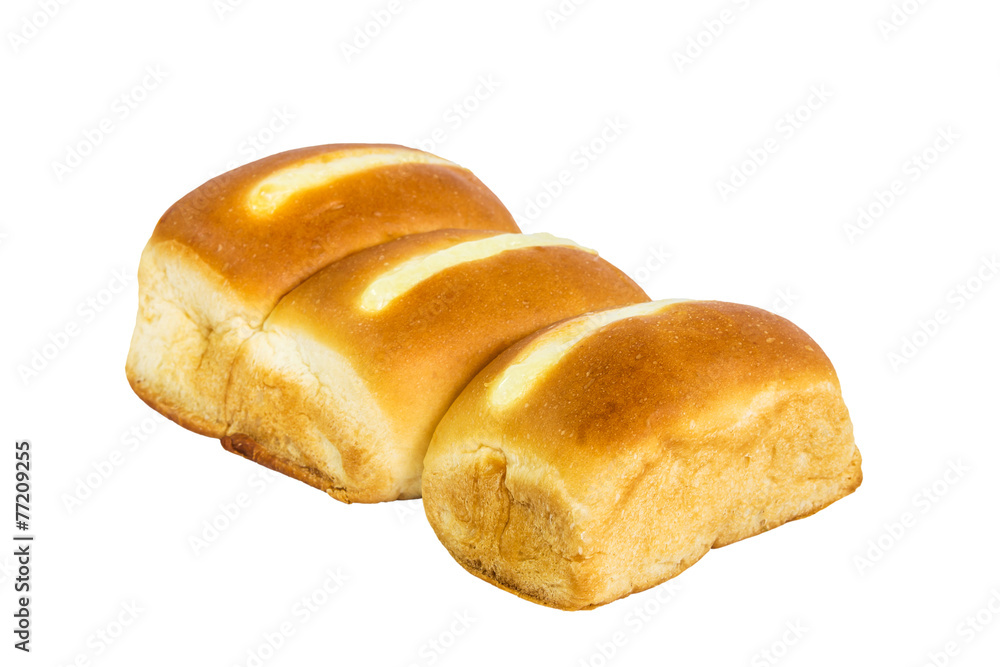 bread loaf baking on white background