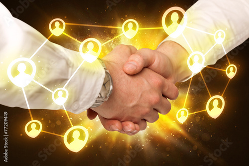 Social netwok connection handshake photo