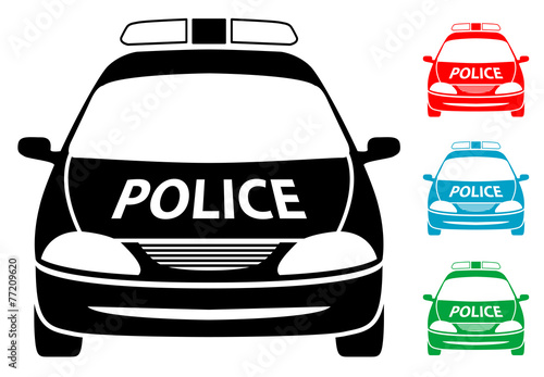 Pictograma coche policia en varios colores