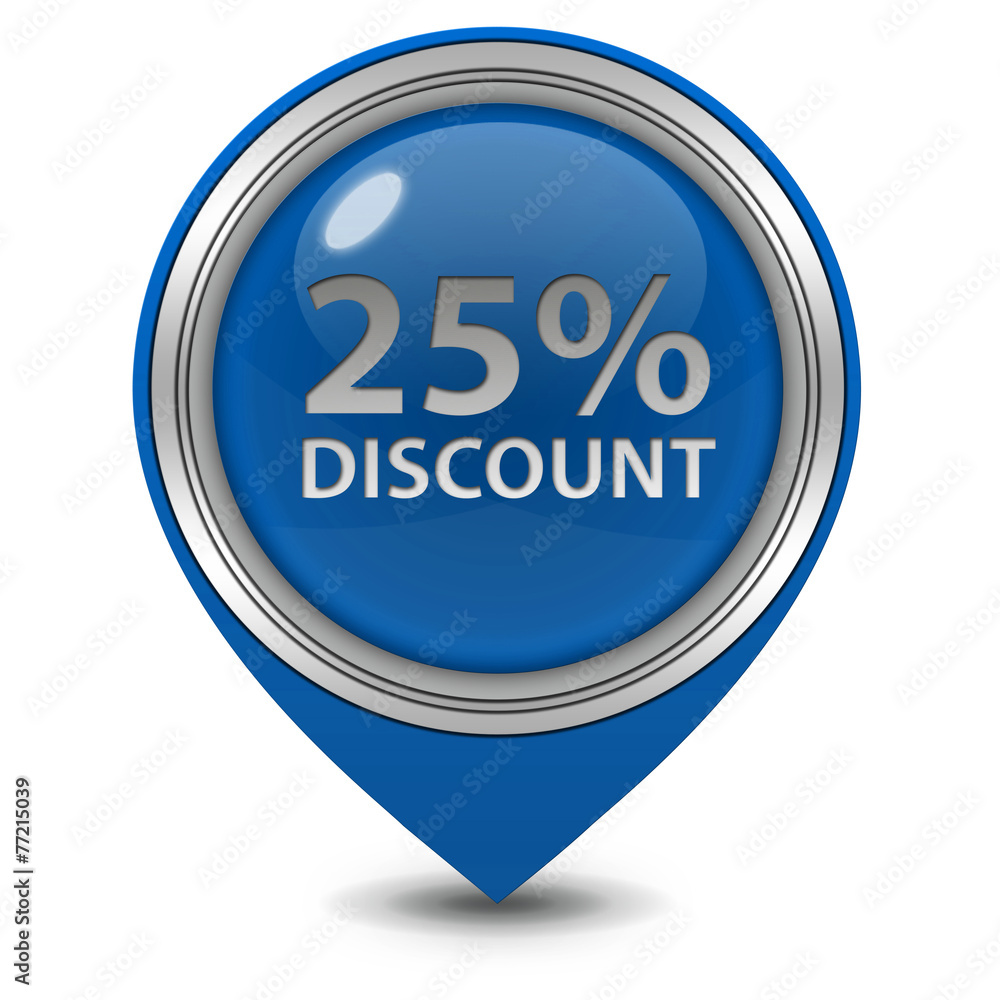 Discount 25 pointer icon on white background Discount 25 pointer icon on white background