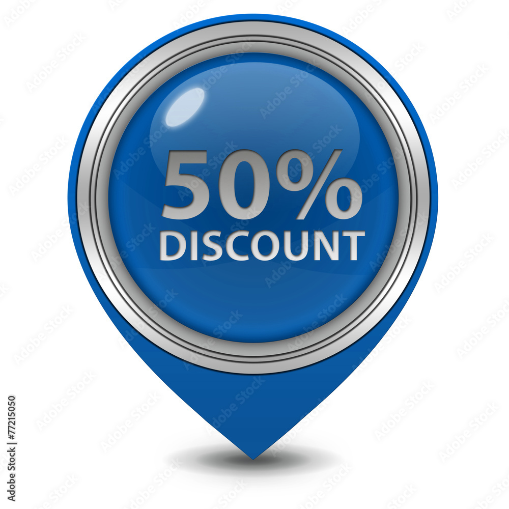 Discount 50 pointer icon on white background Discount 50 pointer icon on white background