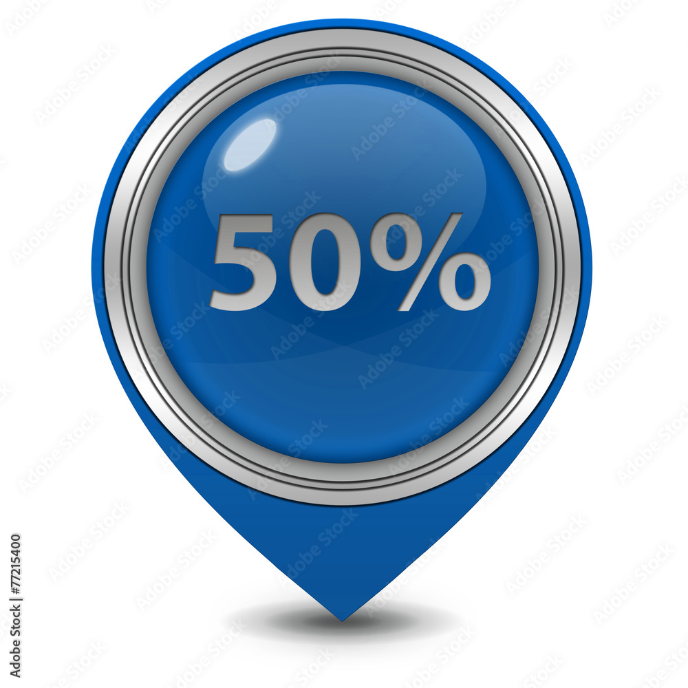 Fivety percent pointer icon on white background Fivety percent pointer icon on white background