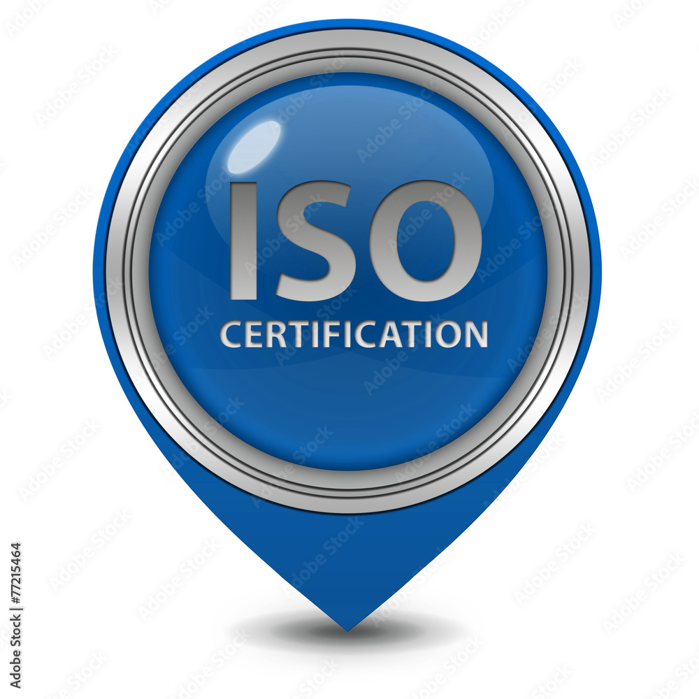 Iso certification pointer icon on white background