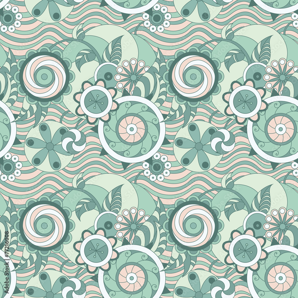 Fototapeta premium Geometric seamless floral pattern