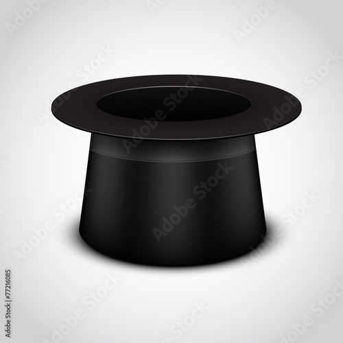 Black cylinder hat on white background