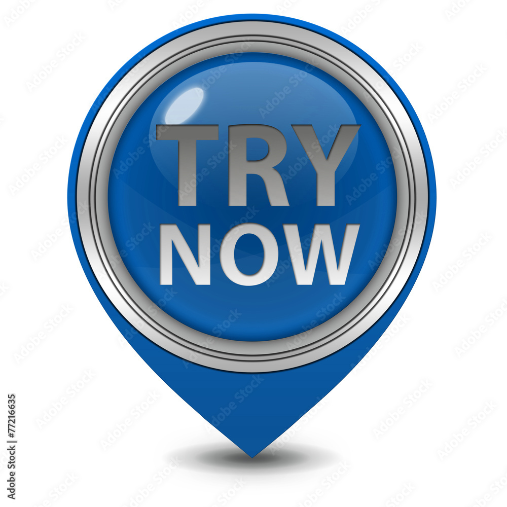 Try now pointer icon on white background Try now pointer icon on white background