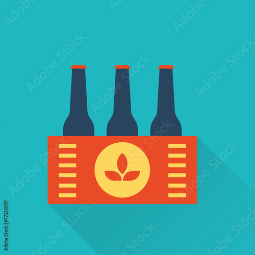 Six pack of Beer bottles in a box