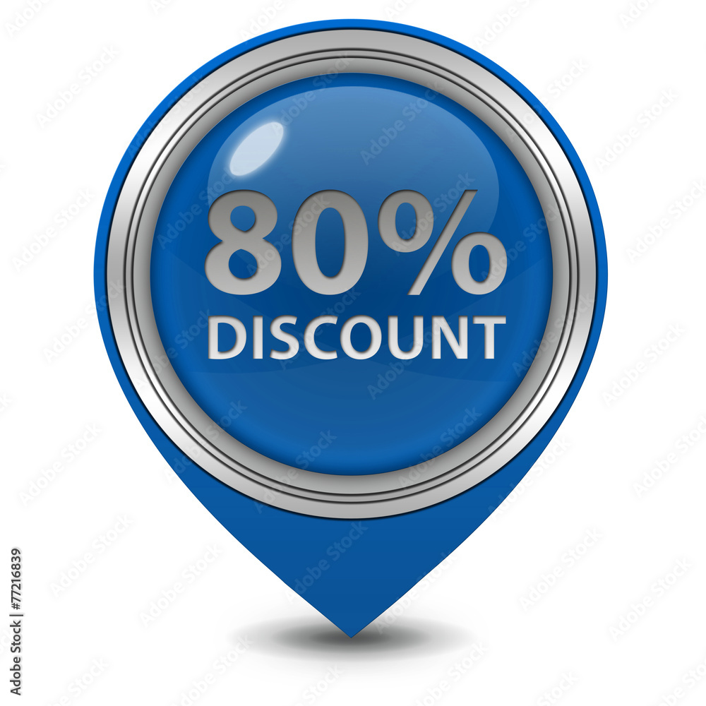 Discount eighty percent pointer icon on white background Discount eighty percent pointer icon on white background