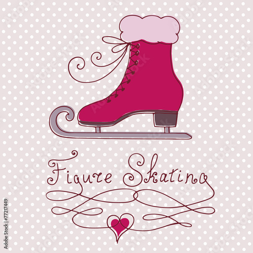 Vintage greeting card with skate