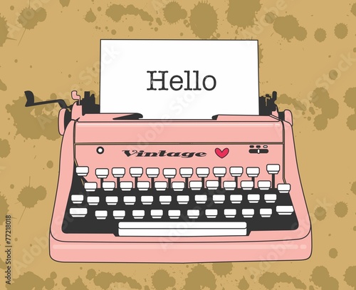 Desenho máquina de escrever, retro, vintage