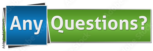 Billede på lærred Any Questions Green Blue Button Style