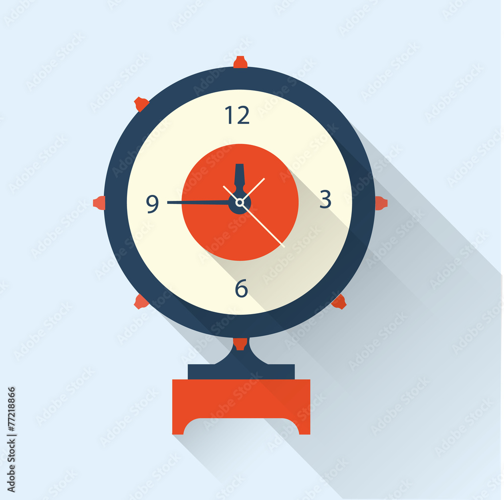 Vector clock icon flat style