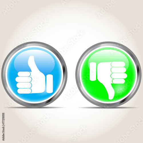 Buttons colored thumbs up thumbs down vector