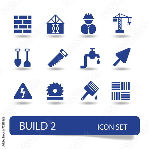 vector icon set - building, construction
