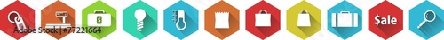 Flat design vintage icons for sale, business and finance