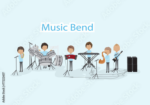Musicians - Isolated On Blue Background