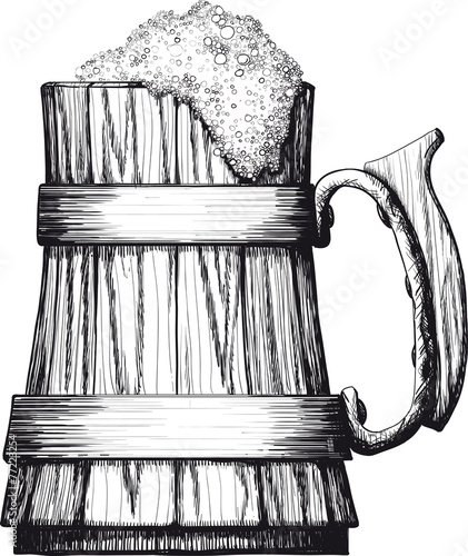 Wooden mug of beer