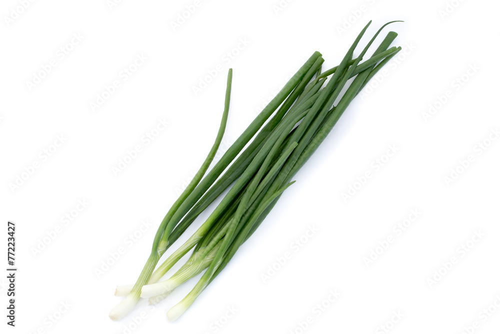 Young green onion isolated on white background Young green onion isolated on white background