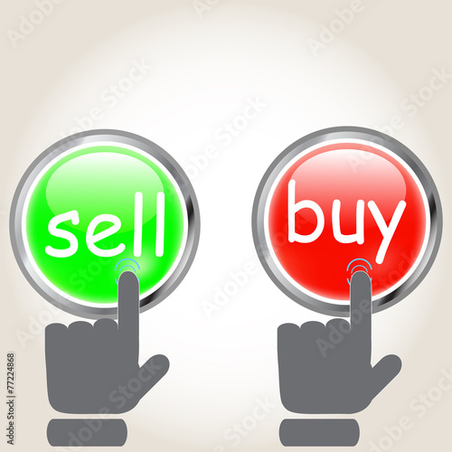 Buy sell buttons with shadow vector