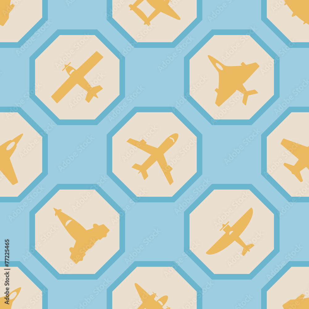 Seamless background with different airplanes Seamless background with different airplanes