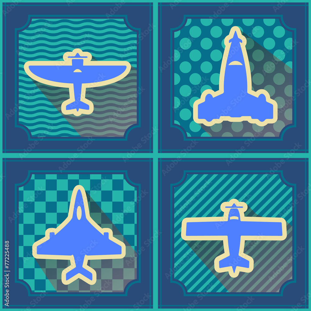 Seamless background with different airplanes Seamless background with different airplanes