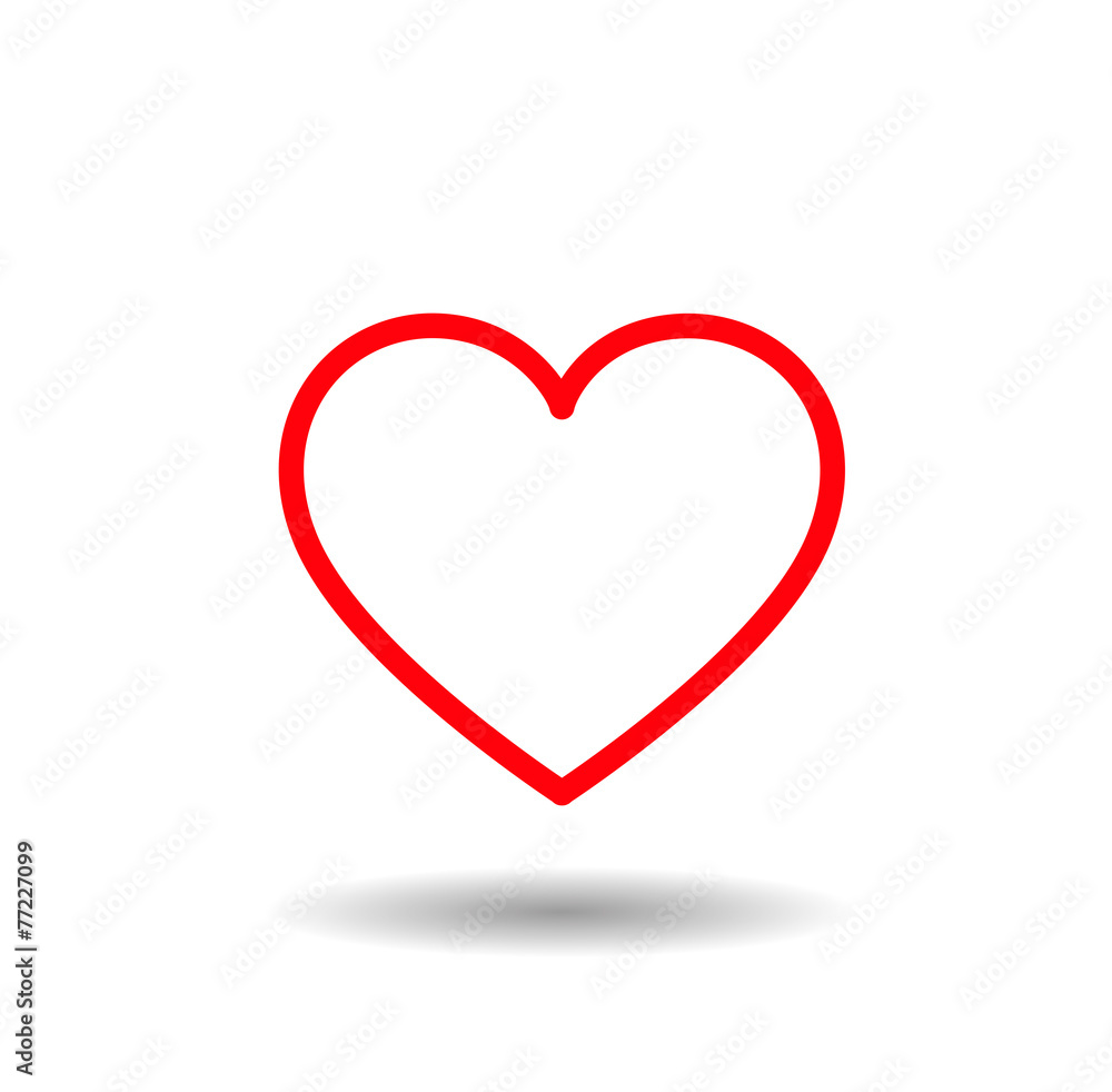 Red lined heart icon with beat, pulse insid