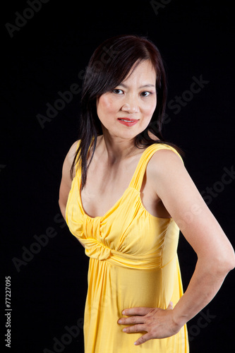 Asian woman looking serious