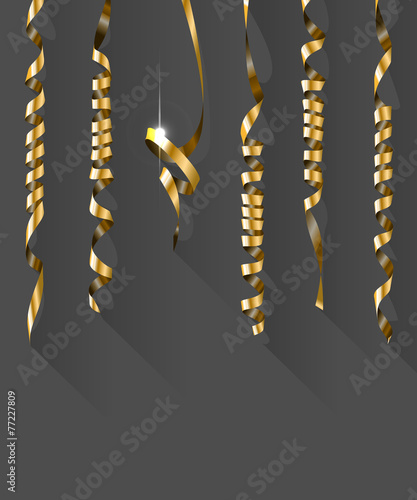 Party Background with Gold Streamers. Vector Illustration.