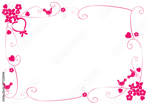 Pink frame with valentine symbols
