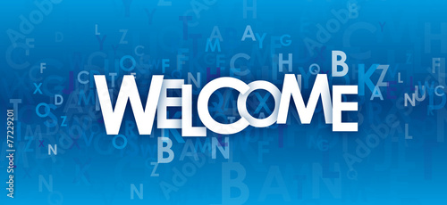 "WELCOME" Letter Collage (banner willkommen bienvenue)