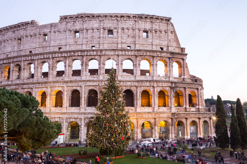Colosseum in Rome at Christmas, Italy