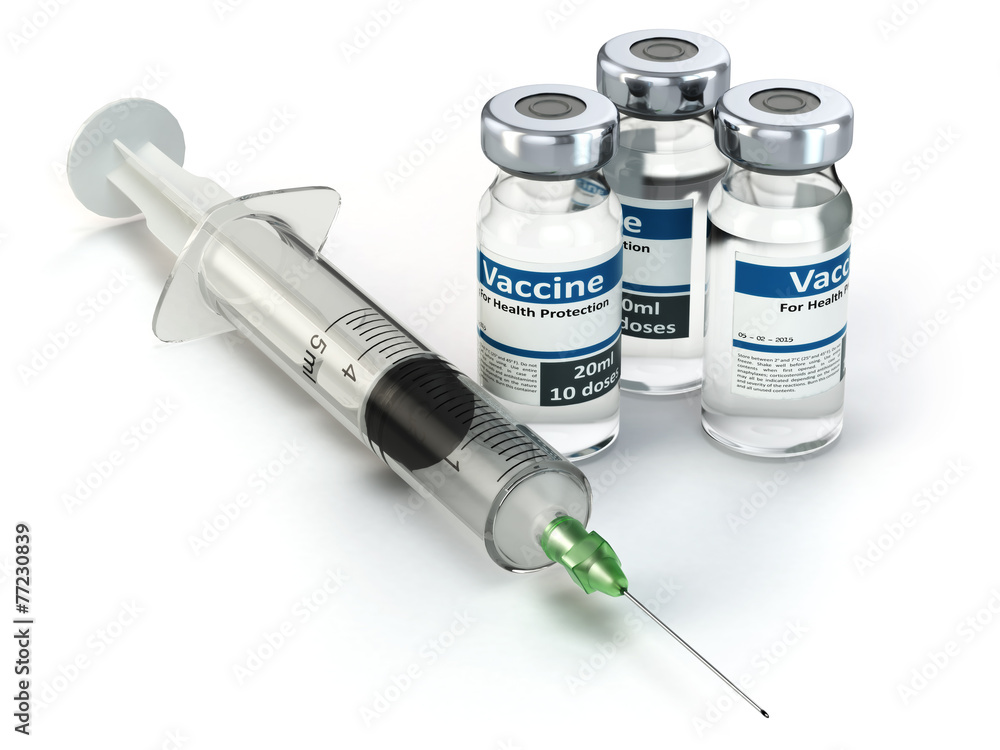 Vaccine in vial with syringe. Vaccination concept. Vaccine in vial with syringe. Vaccination concept.