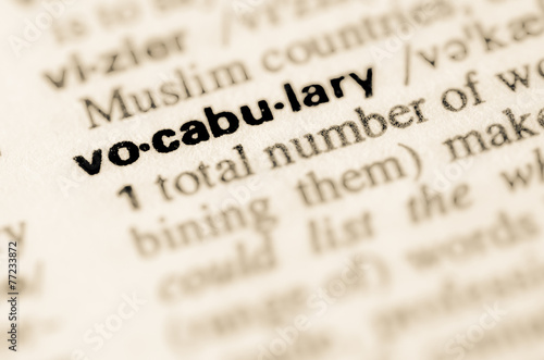 Dictionary definition of word vocabulary photo