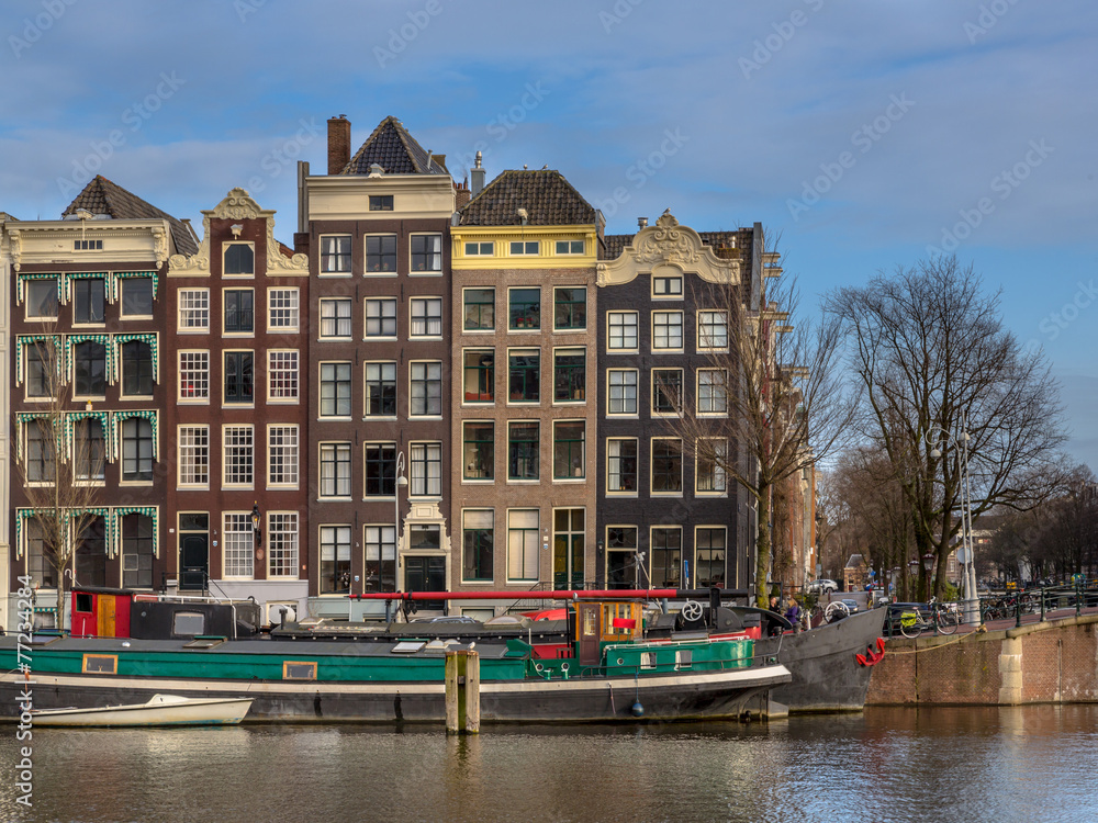 Canal houses on the Amstel Amsterdam